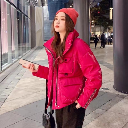 Shiny down cotton coat for women  new winter Korean style internet celebrity loose slimming short bread coat