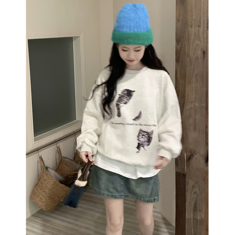 防棉華棉複合牛奶絲300克/銀狐絨400克圓領衛衣女