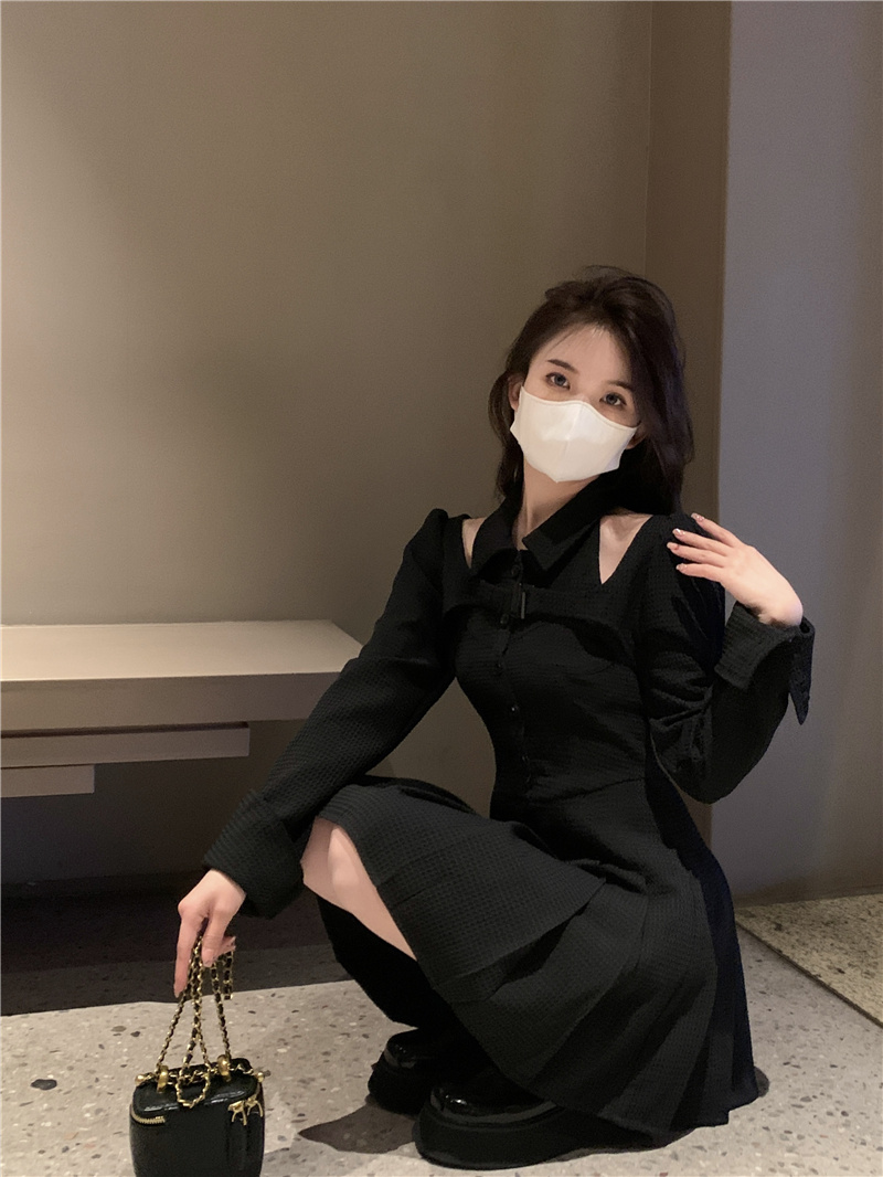 Actual shot~Sweet and spicy senior girl’s dark lapel halter top dress for women + cardigan and waistcoat two-piece set