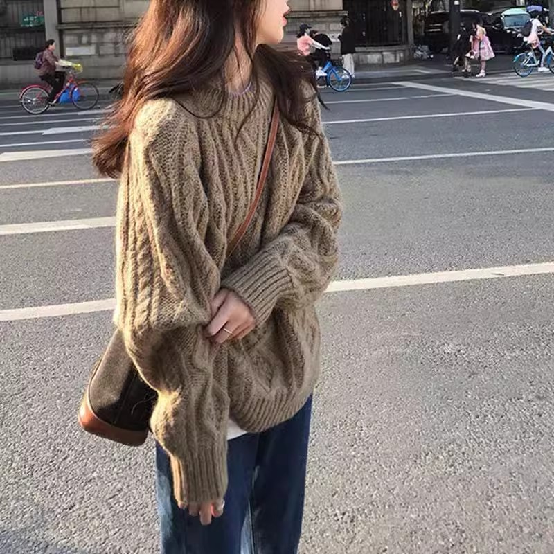 溫柔風麻花毛衣女秋冬季法式復古高級感慵懶風氣質針織衫上衣加厚