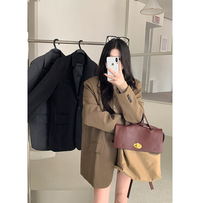 實拍2023秋季新款寬鬆西裝外套女時尚設計感休閒西服上衣