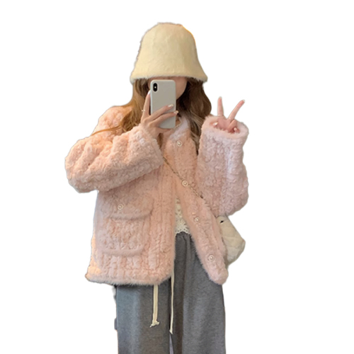 Xiaoxiangfeng jacket for women 2023 new style lamb wool imitation rabbit fur loose slimming warm high-end plush top