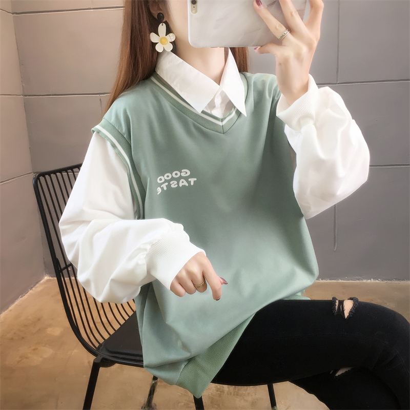 首發實拍6535魚鱗秋季新款POLO領衛衣女薄款長袖上衣大碼女裝