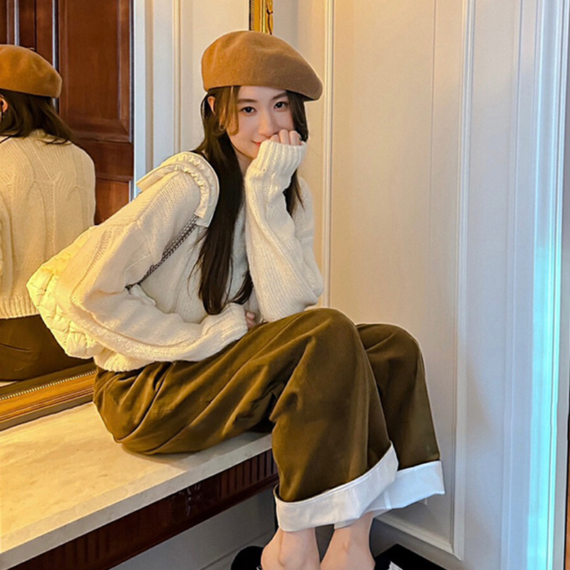 休閒運動闊腿褲女2023秋季新款垂感高級感直筒長褲子寬鬆bf慵懶風