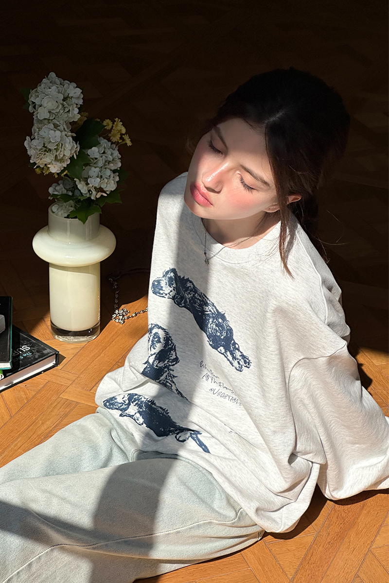 防棉華棉複合牛奶絲300克/銀狐絨400克圓領衛衣女