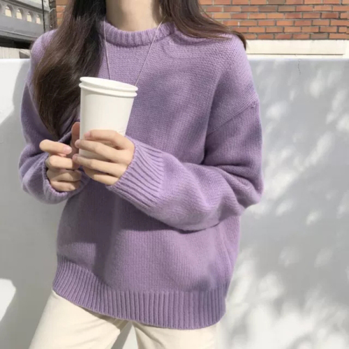 Autumn and winter sweet and cute women's sweaters new loose lazy style outer wear bottoming pullover knitted inner tops for women