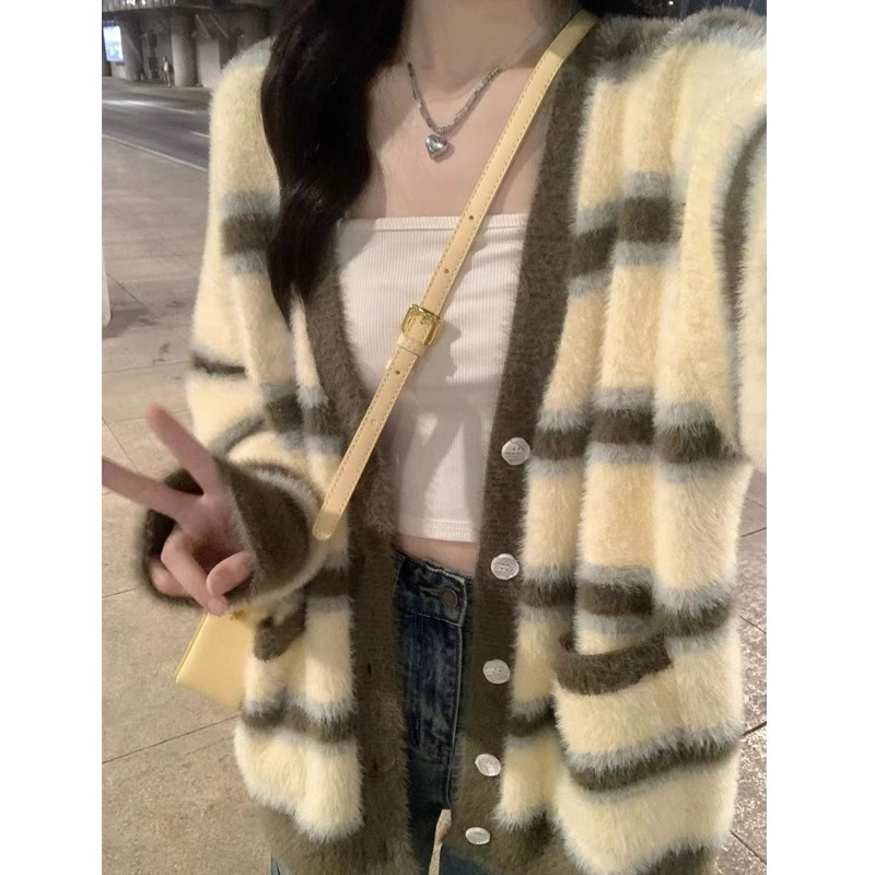 日系復古慵懶風開衫毛衣女秋冬設計感小眾加厚針織衫寬鬆上衣外套