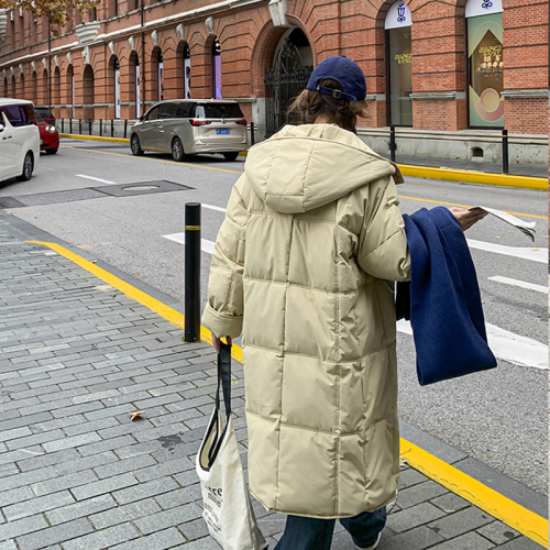 韩版连帽冬季新款羽绒服女中长款时尚加厚面包服棉衣棉服