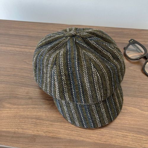 ~ Autumn new style striped face small peaked cap British style retro beret