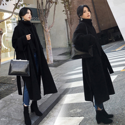 秋冬季新款韩版赫本风呢子大衣女中长款流行双面加厚毛呢外套