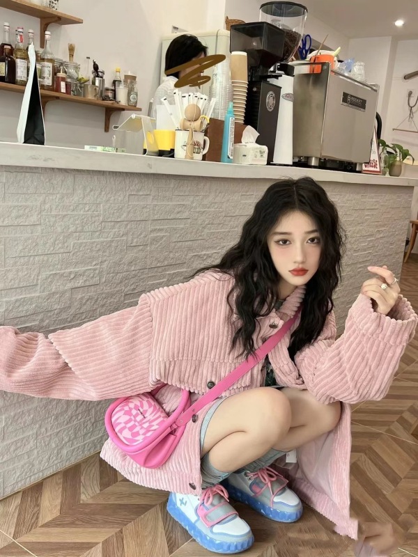 Corduroy short jacket women's autumn clothing 2023 new style