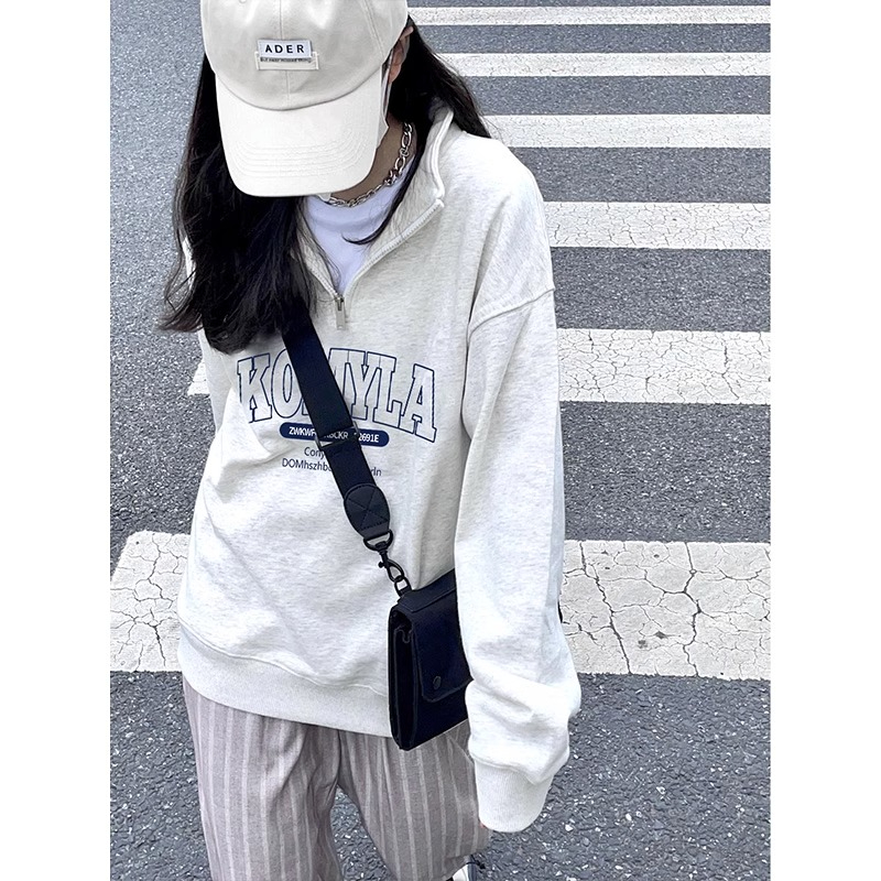 防棉華棉複合牛奶絲300克銀狐絨400克Polo領半拉鏈衛衣女