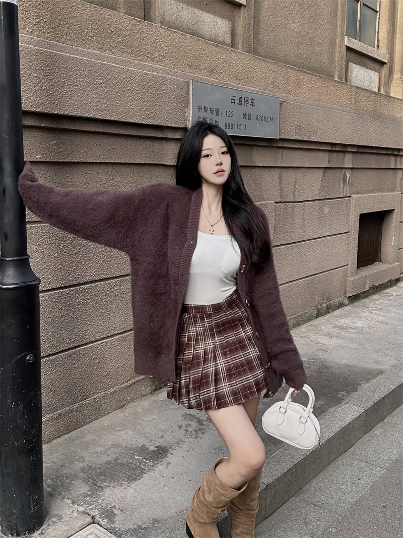 實拍美拉德外套女秋冬軟糯寬鬆慵懶風毛絨絨針織開衫上衣外搭