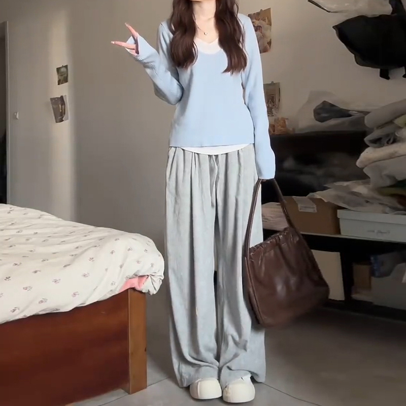 設計感小眾假兩件打底衫毛衣女初秋季2023新款長袖內搭針織衫上衣