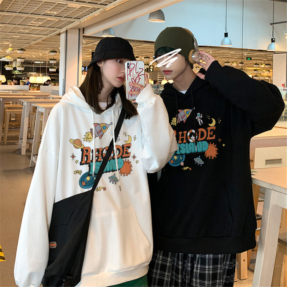 加絨加厚大衛衣 新款秋冬學生寬鬆班服加絨連帽衛衣女