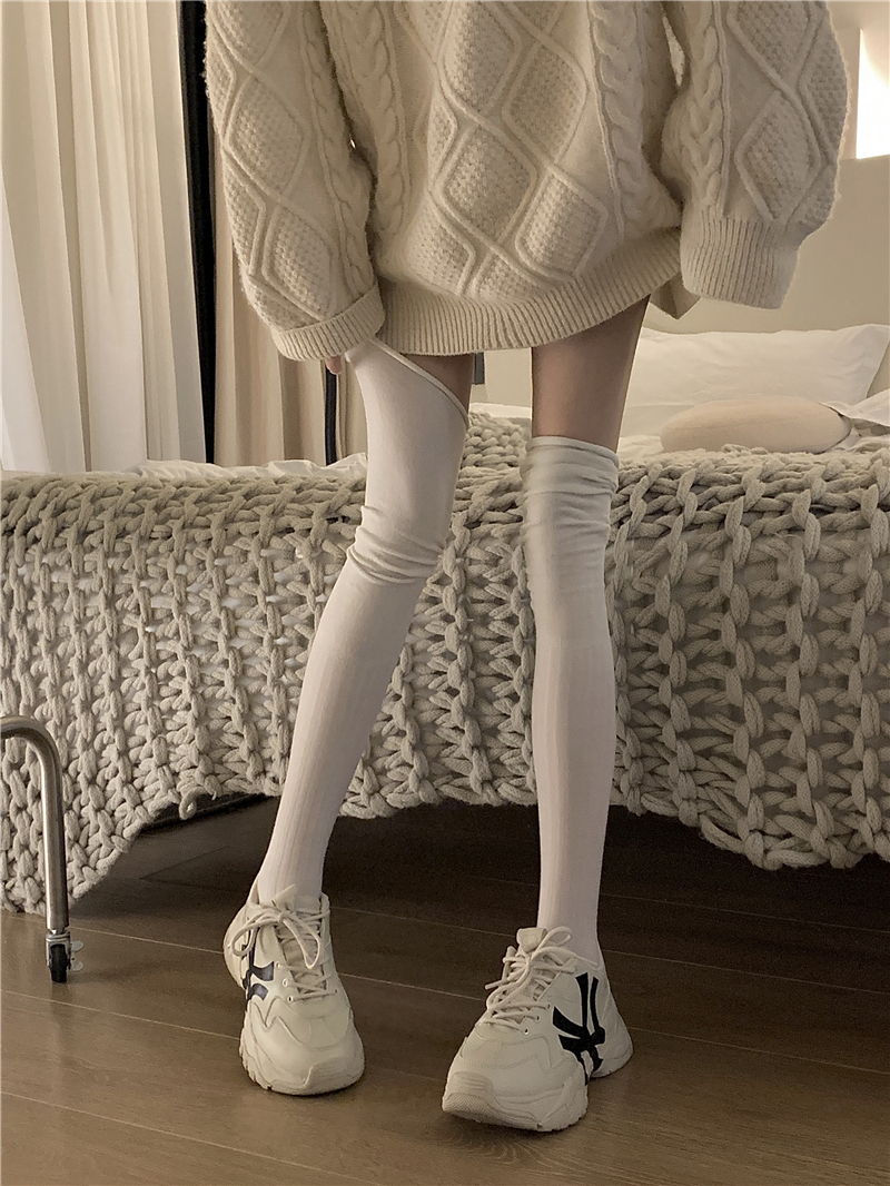 Actual price: stovepipe high socks, beige thigh stockings, Japanese spliced ​​over-the-knee socks, pile socks
