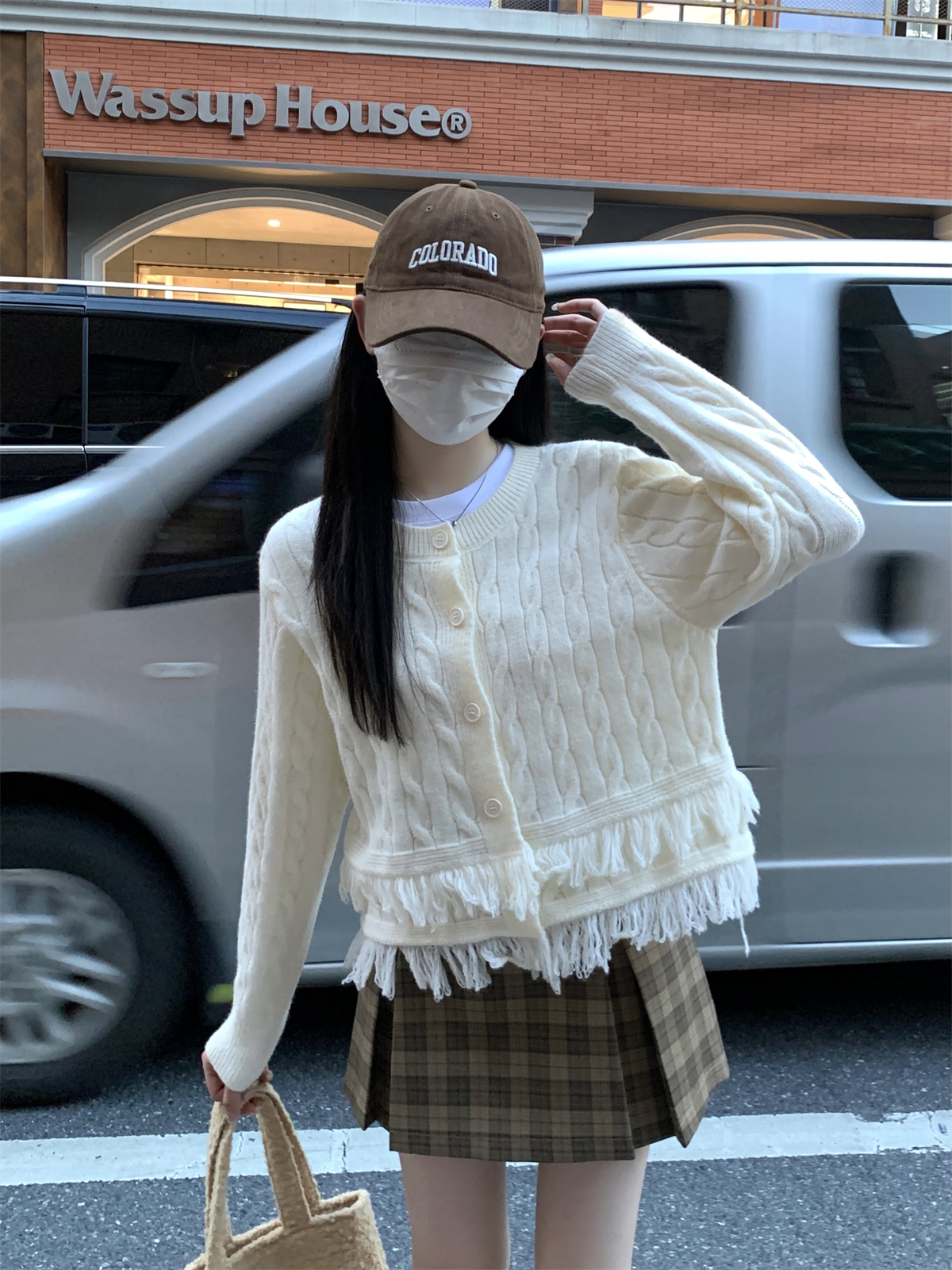 實拍 秋冬韓版氣質流蘇麻花設計感北極絨針織開衫毛衣女外套