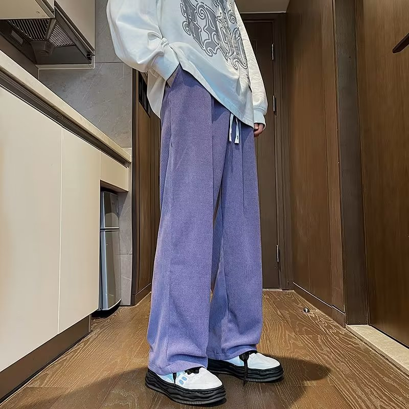 新款美式復古休閒褲男女春秋季高街直筒寬鬆運動褲簡約百搭長褲潮