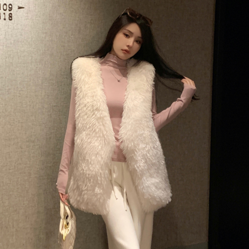 Celebrity style furry curly waistcoat vest women's autumn and winter new Korean style fur vest vest jacket