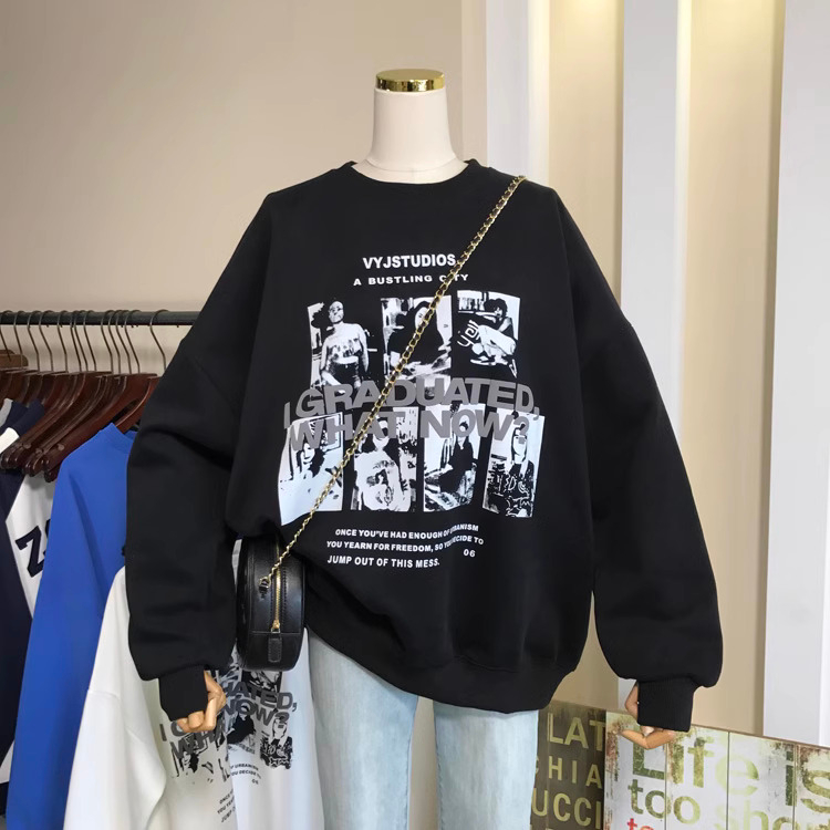 2023年新款時尚學生裝 秋裝薄款衛衣女大碼 後包領 拉肩線 M-XXXL