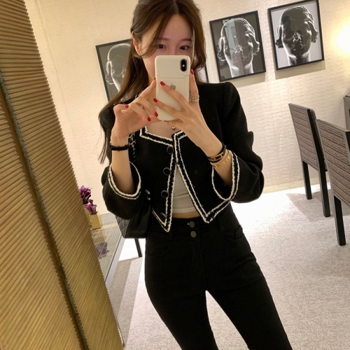 South Korea's Dongdaemun Retro Style Slim Contrast Color Ribbon Tweed Qianjin Xiaoxiang Jacket Short Jacket
