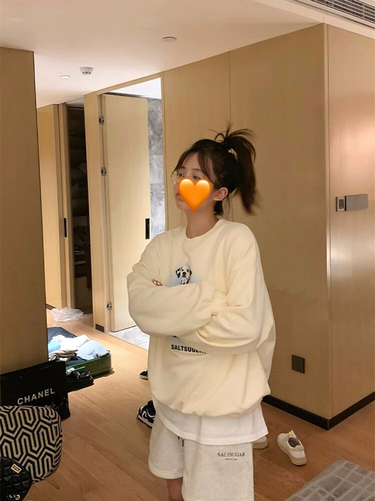 2023年新款時尚學生裝秋裝薄款衛衣女大碼 後包領 拉肩線 M-XXXL