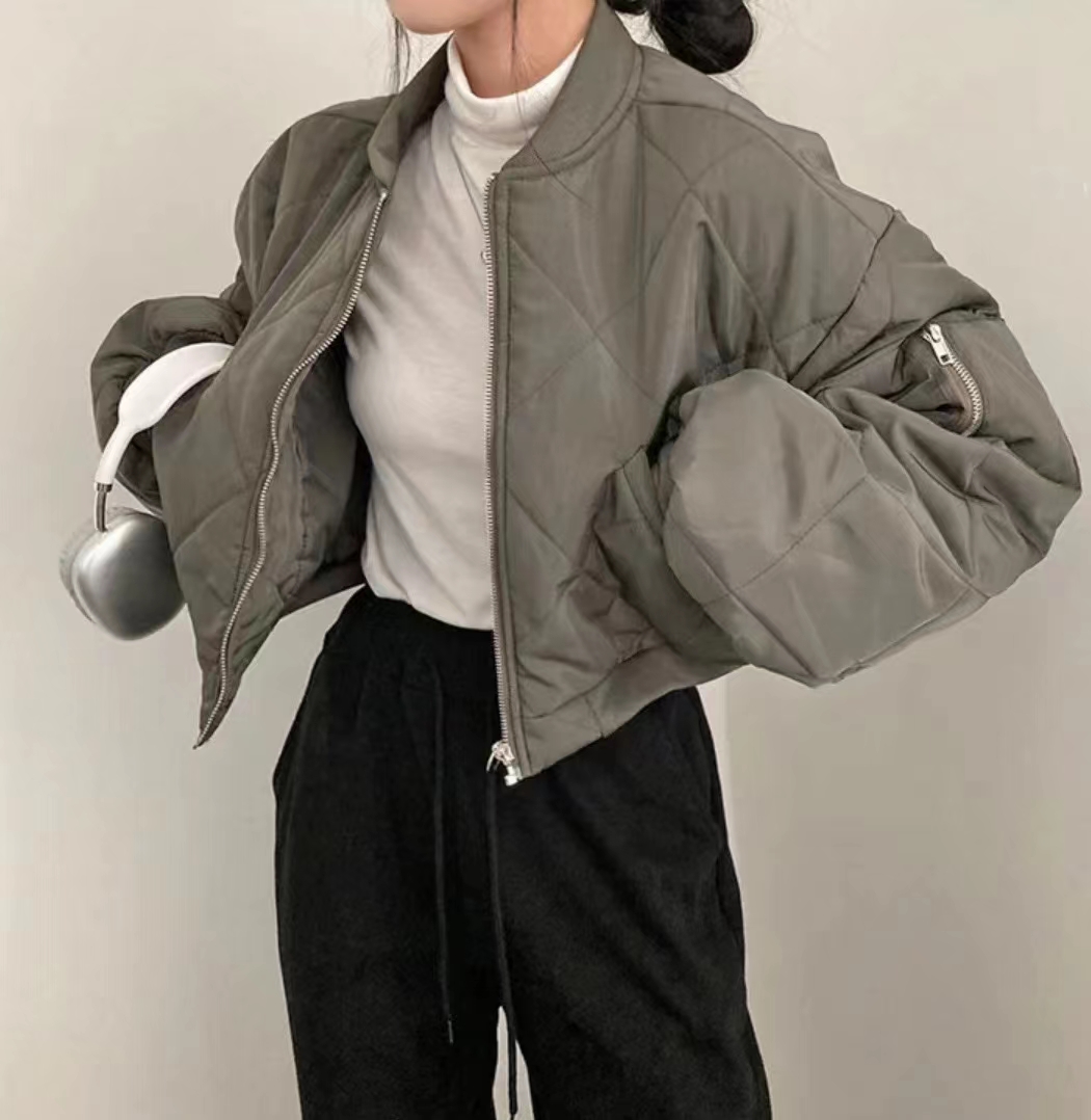 韓版短款棒球服夾棉外套減齡寬鬆棉服上衣