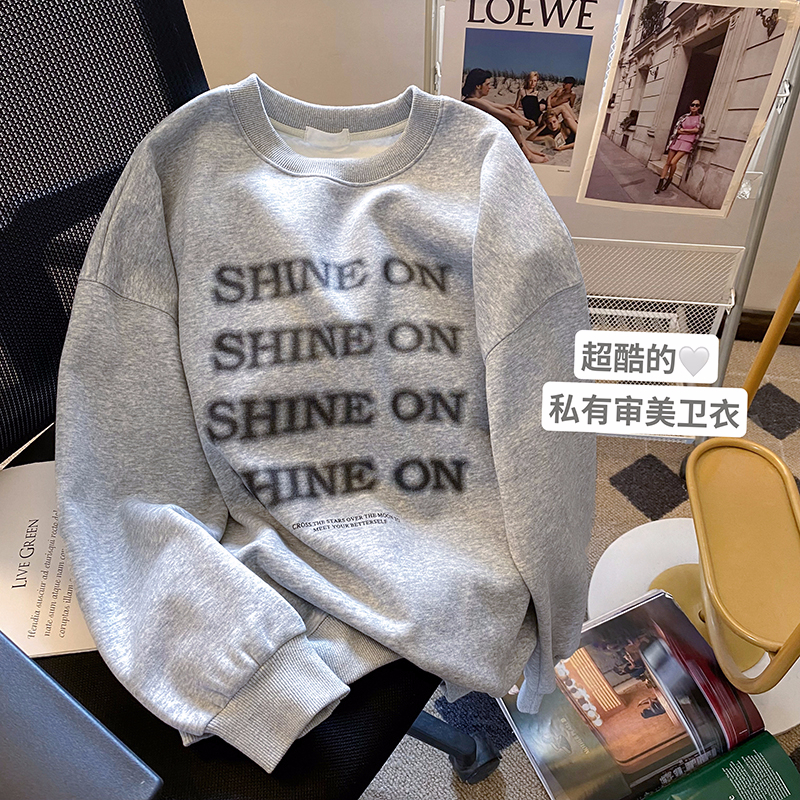 2023年新款時尚學生裝 秋裝薄款衛衣女大碼 後包領 拉肩線 M-XXXL