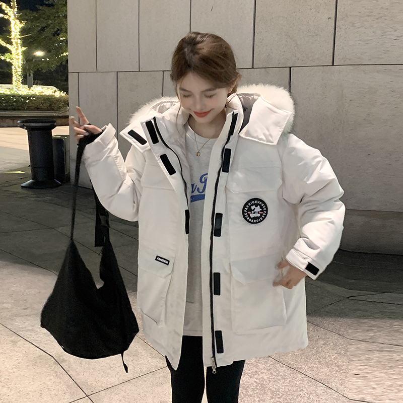 實拍棉襖2023年新款防風羽絨棉服女小眾工裝ins港風棉衣冬季外套