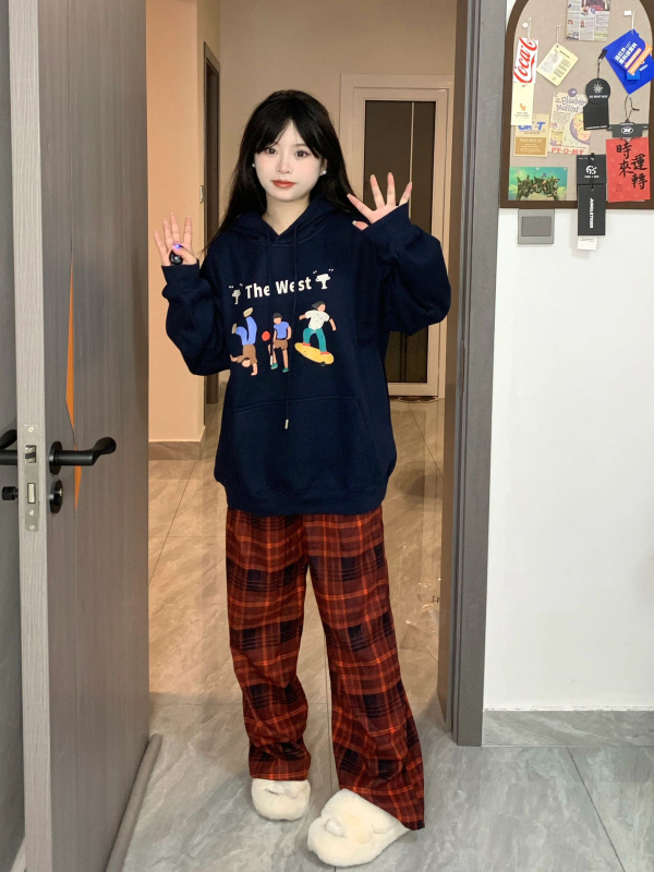 防棉華棉複合牛奶絲300克/銀狐絨400克連帽衛衣女