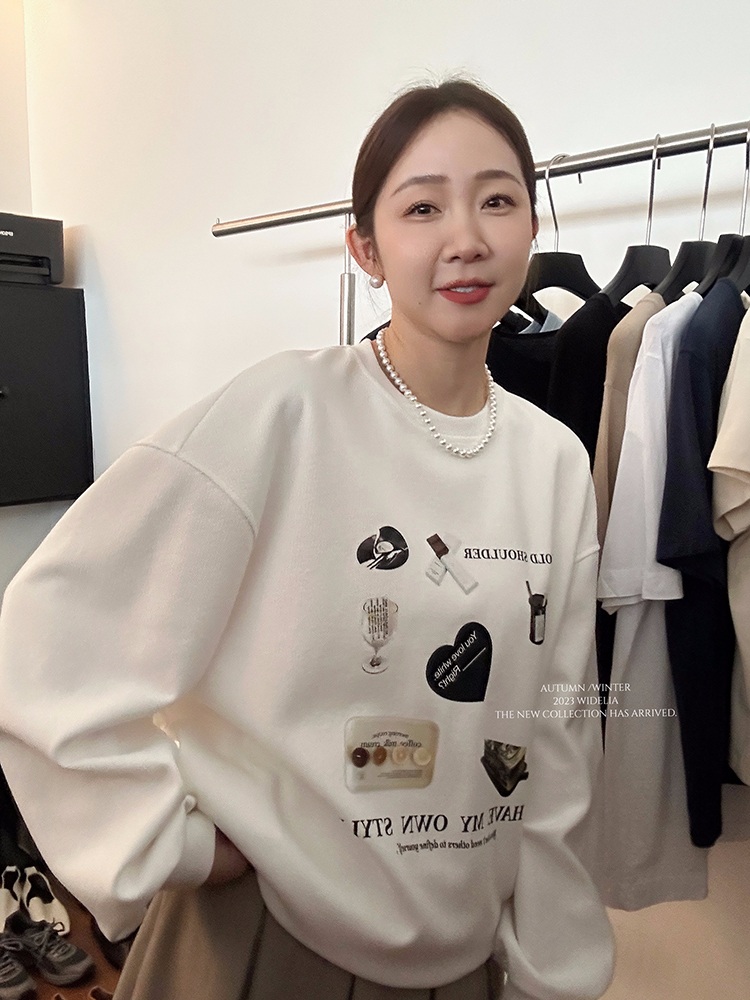 2023年新款時尚學生裝秋裝薄款衛衣女大碼 後包領 拉肩線 M-XXXL