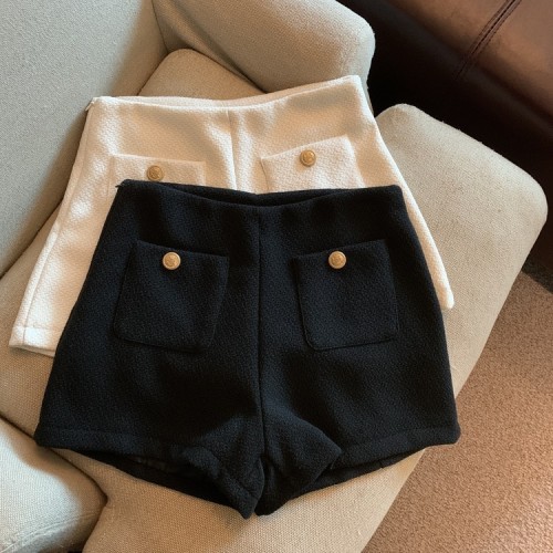 Autumn and winter retro style high-waisted versatile shorts