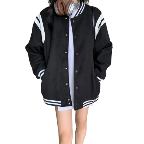 !  Black baseball uniform jacket spring and autumn new early autumn clothing petite fragrant top niche autumn and winter
