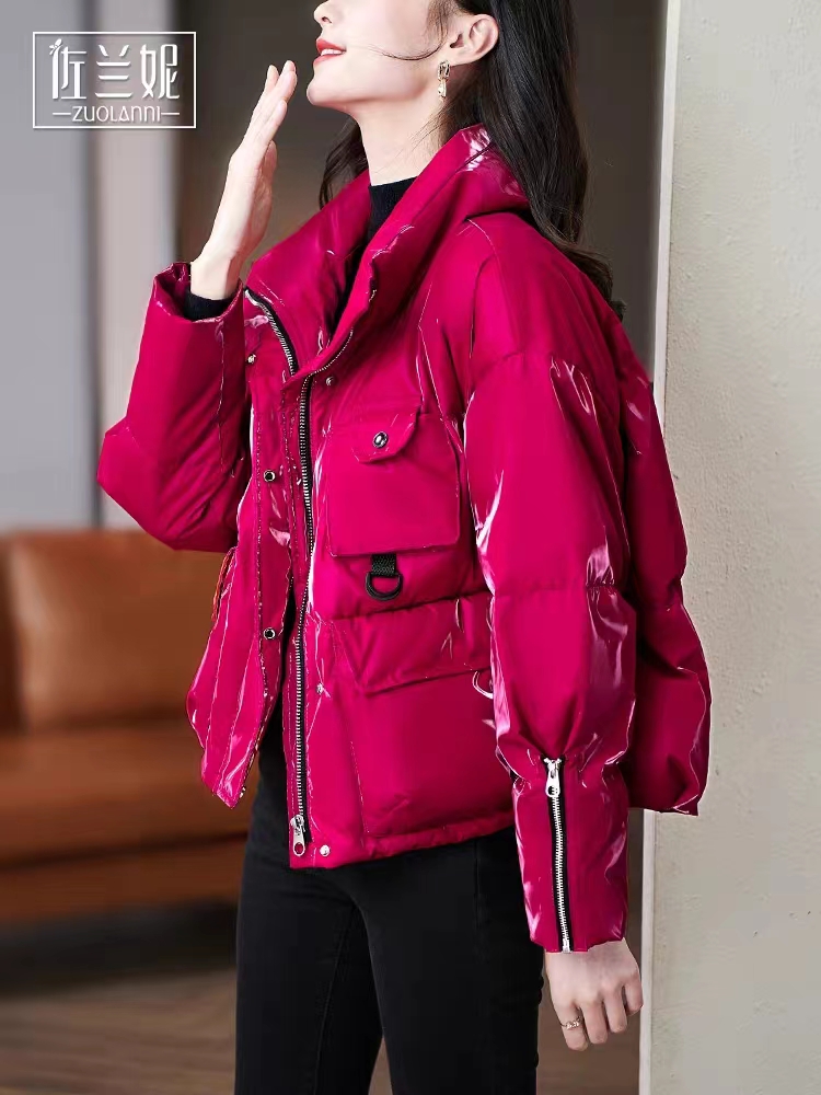 Shiny down cotton coat for women 2023 new winter Korean style internet celebrity loose slimming short bread coat