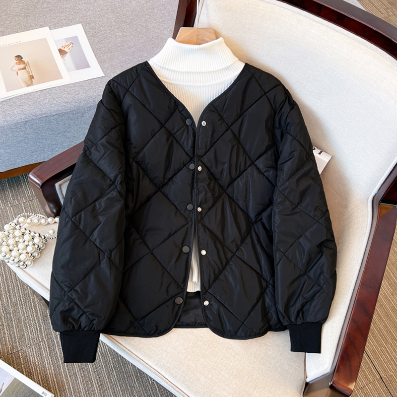 2023 Spring and Autumn New Women's Short Thin Diamond Plaid Cotton Jacket