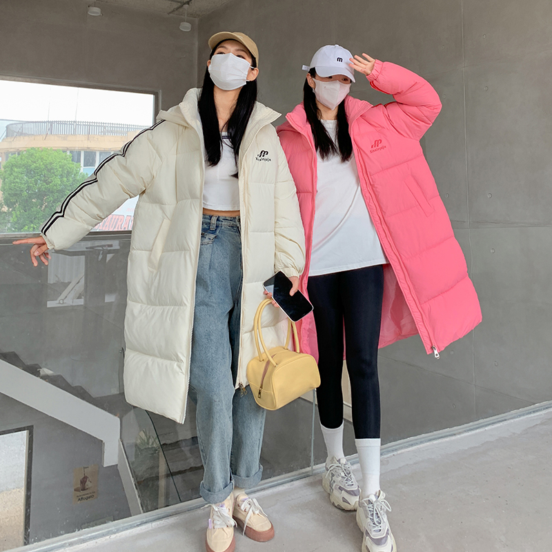 Real shot of down jacket women's mid-length 2023 winter new Korean style bf loose thickened cotton coat ins coat cotton coat