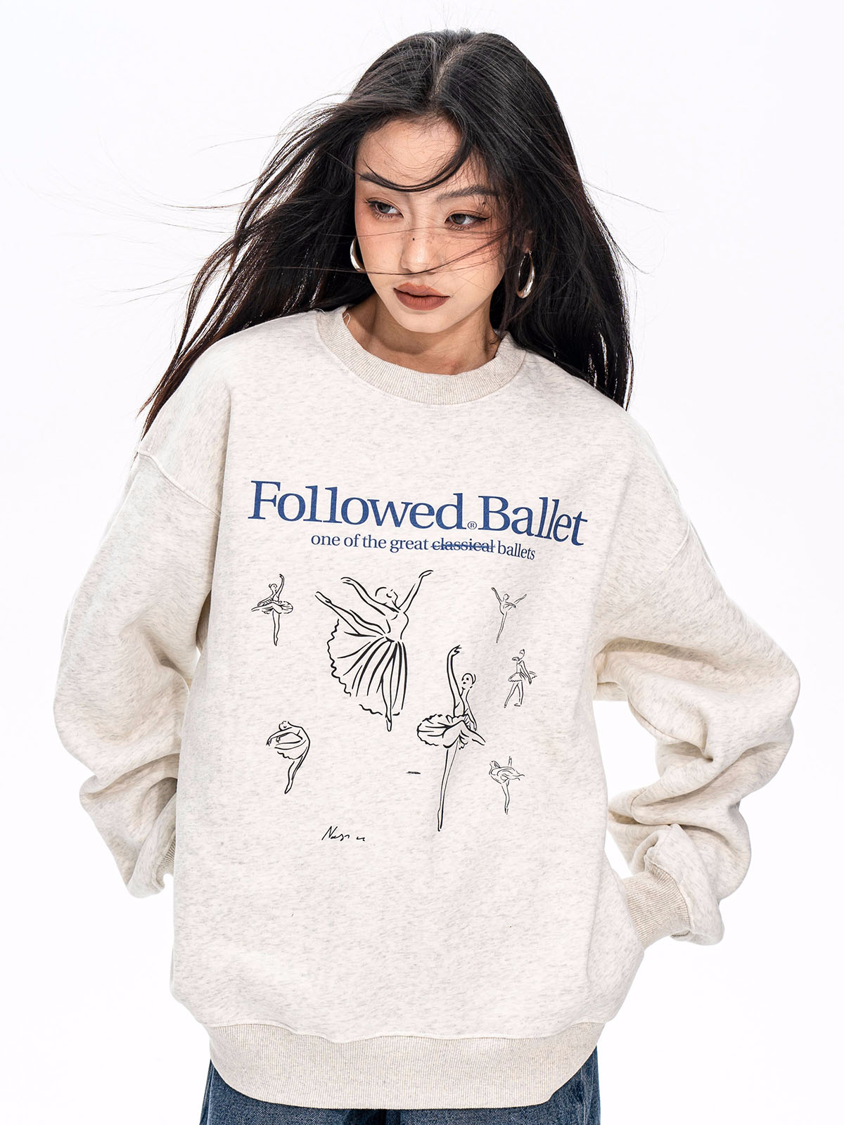 2023新款寬鬆秋裝薄款衛衣女大碼 後包領 拉肩線 M-XXXL
