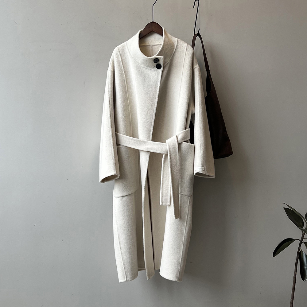 Actual shot ~ Temperament stand-up collar double-sided woolen cashmere coat for women 2023 autumn and winter new style high-end woolen coat