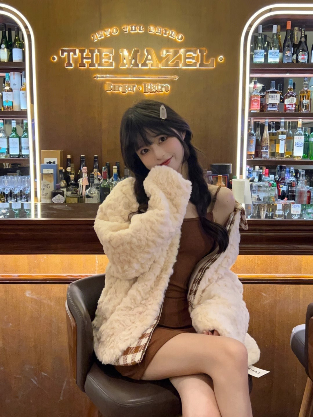 2023 Autumn and Winter Lamb Wool Jacket for Women Sweet and Little Stitched Checkerboard Eco-Friendly Fur Rex Rabbit Plush Thickened