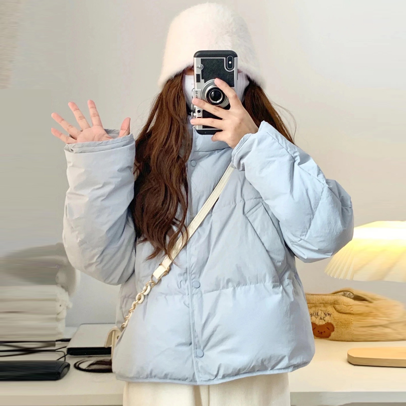 Down cotton coat for women winter short style ins Korean style loose cotton coat light and thin Korean style bread coat ins cotton coat