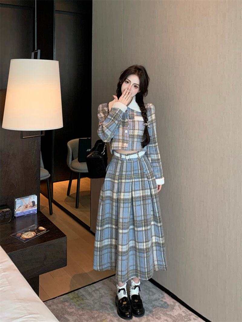 實拍 藍白撞色JK制服套裝