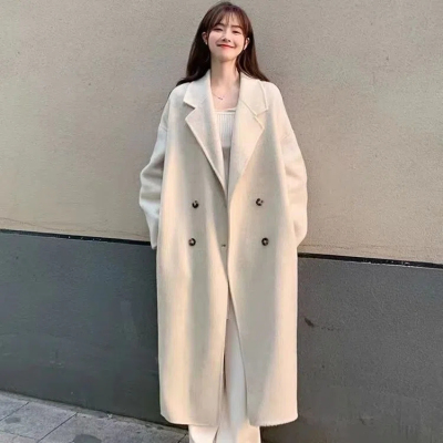 雙面羊毛大衣女2023年新款秋冬季中長款韓版大碼寬鬆毛呢子外套厚