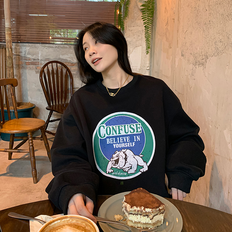2023 new fashion student wear velvet 250g / large sweatshirt round neck autumn and winter sweatshirt for women plus velvet