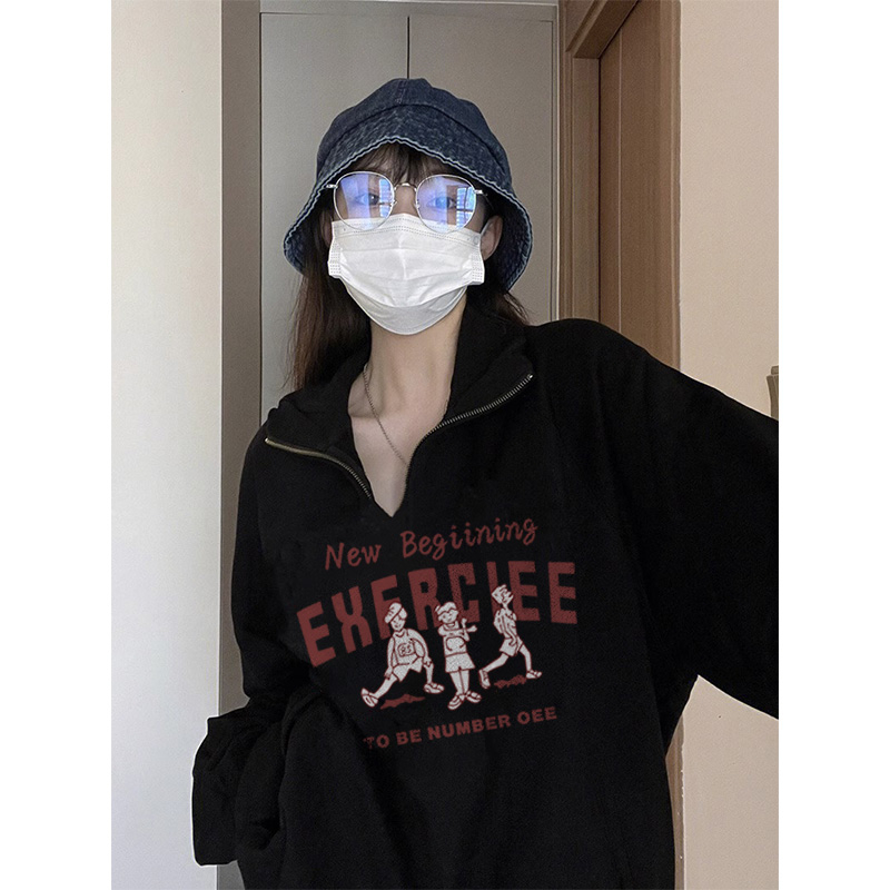 320克華棉複合牛奶絲秋季新款潮牌寬鬆Polo領衛衣