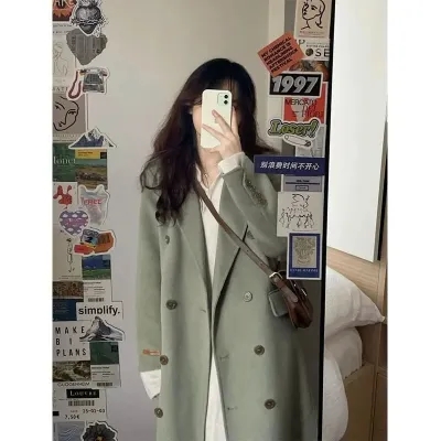 長款毛呢外套女秋冬新款呢子大衣赫本風小個子韓系高級感