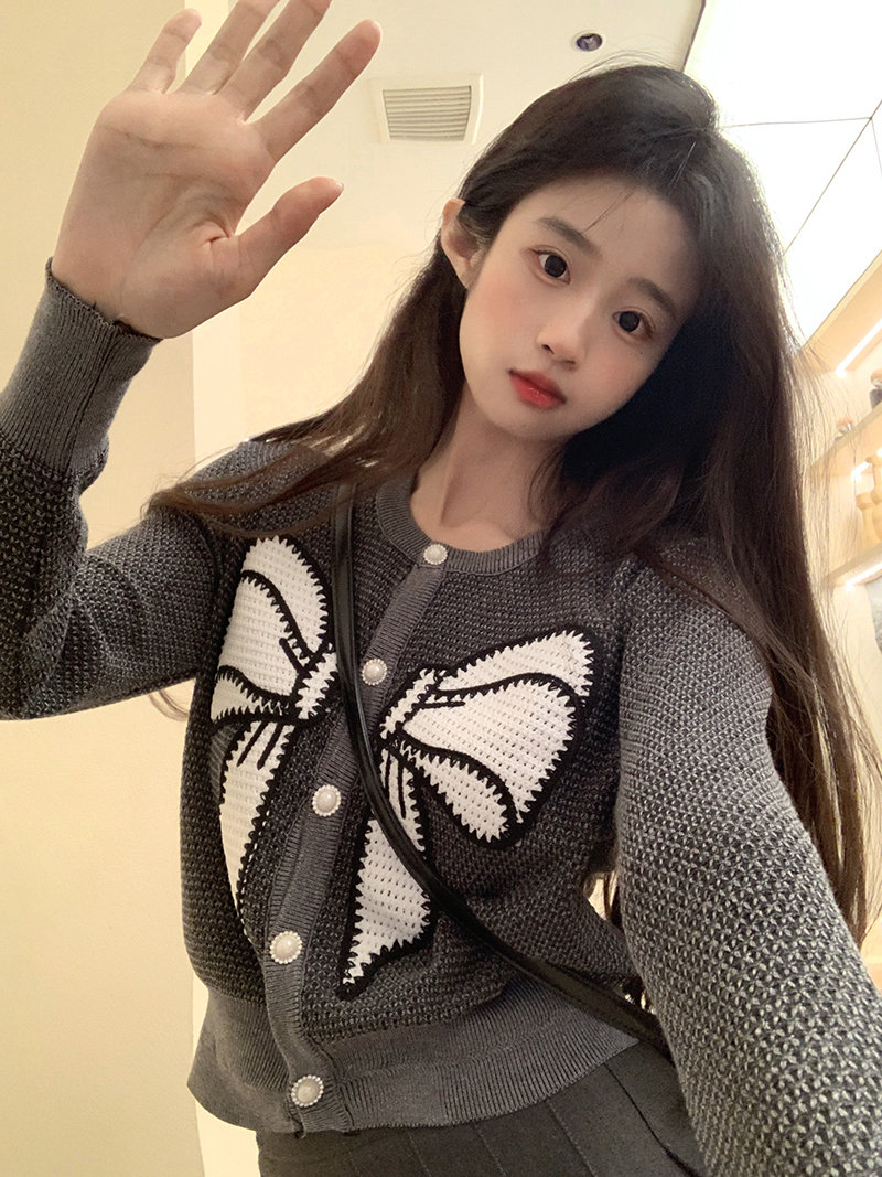 實拍~長袖針織開衫女秋季新款毛衣外套