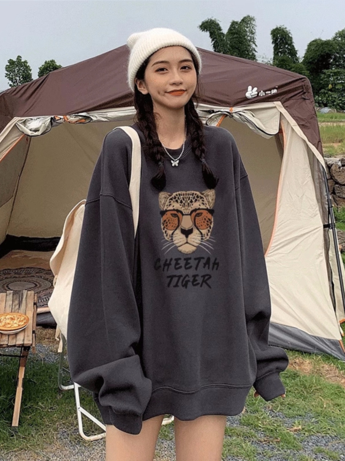 2023年新款時尚寬鬆 秋裝薄款衛衣女大碼 後包領 拉肩線 M-XXXL