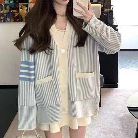 COOLLINE Lin Zixi Milky Baby Fried Chicken Love ~ Heavy Industry Closely Woven Spring and Autumn Knitted Large Cardigan