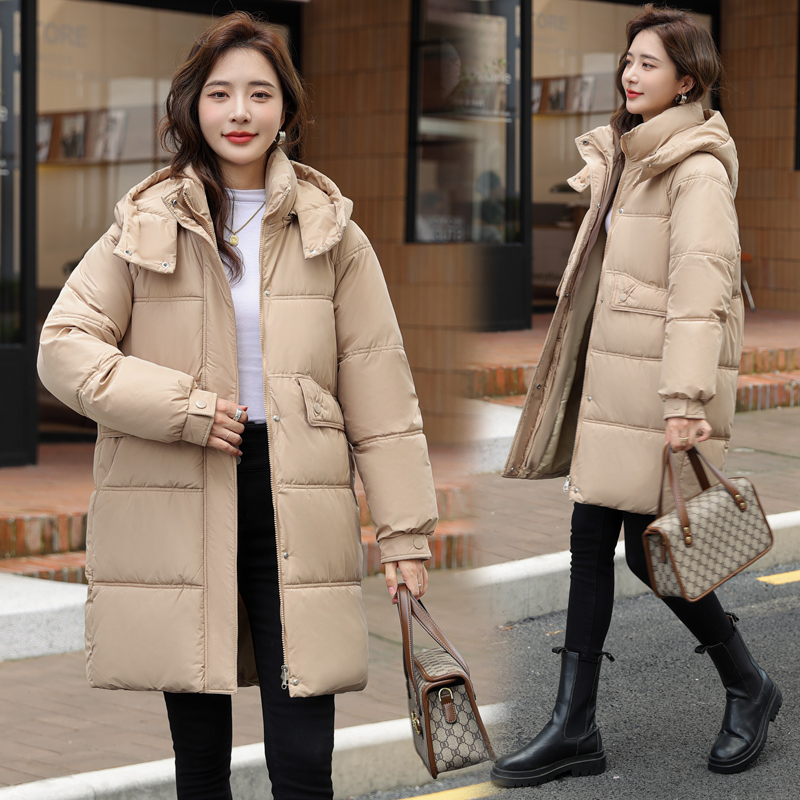 Real shot of oversize bread coat, down cotton coat, women's winter coat, mid-length thick cotton coat, 2023 new style