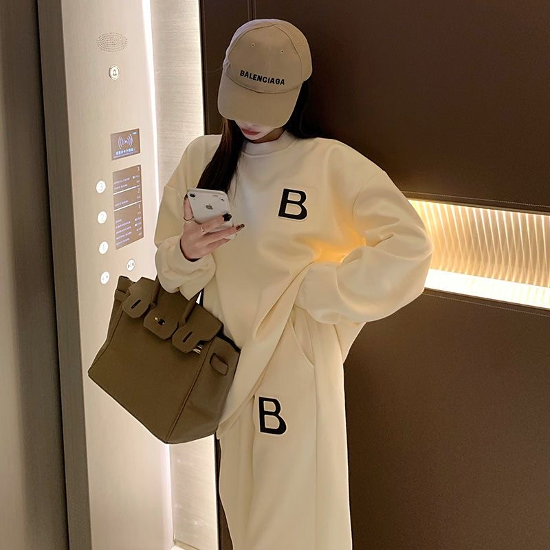2023 Autumn and Winter Fashion Sweater Set Women's Simple Letter Sweater + Sports Pants Casual Sports Style Two-piece Set